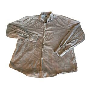 Joseph Abboud Brown Checkered Button-Down Mens Size XXL